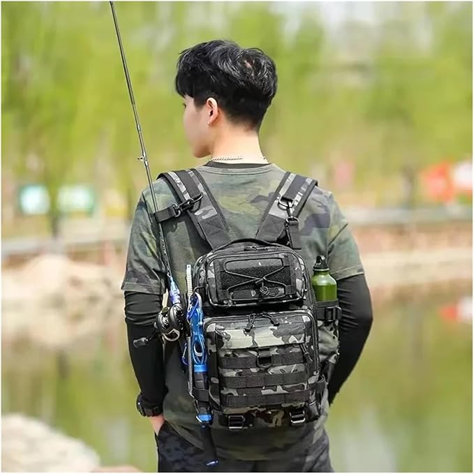Fishing Backpacks Tactical Travel Backpack Bag Sling Bag Outdoor Hiking Camping Hunting Backpack(Black)