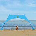 YUEWO 10x10FT Portable Family Beach Tent Sunshade Pop Up Sun Shelter 2 Poles for Beach Camping Fishing Backyard Picnic and Outdoors