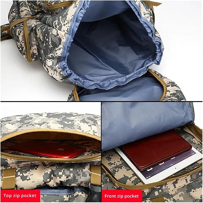 PURYN 75L Men Travel Backpack Tactical Climbing Outdoor Hiking Camouflage Multifunctional Bag Men Backpack(U)