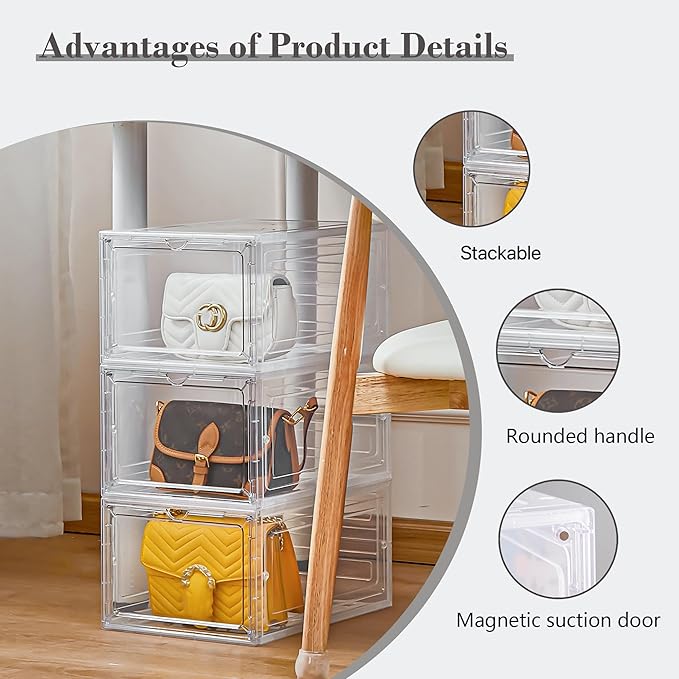 LXLXXL 18 Pack Storage Bins with Lids Plastic Storage Containers with Magnetic Door 19 Qt Stackable Clear Storage Box for Home Office Organizing