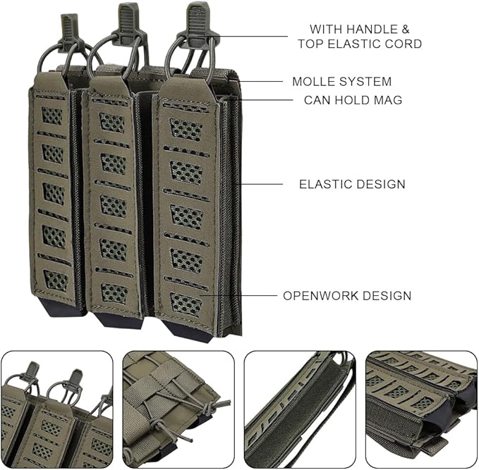 SINAIRSOFT Tactical Triple MP5 Mag Pouch Quick Pull Pistol Magazine Bag for Outdoor Vest Molle/Platform MP5 Pouch Holster