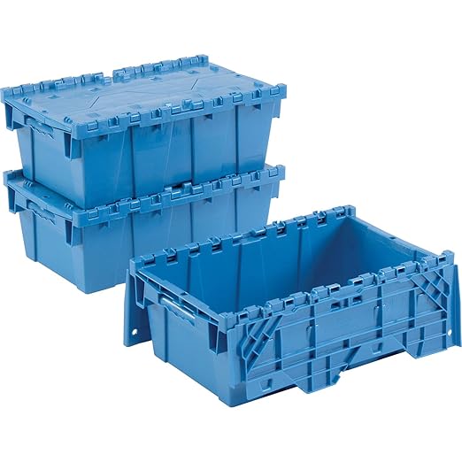 Global Industrial Distribution Container With Hinged Lid 19-5/8x11-7/8x7 Blue