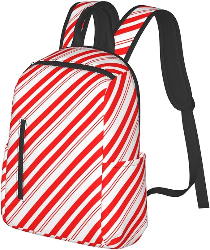 Travel Laptop Backpack Business Anti Theft Red White Stripes Christmas Candy Cane Durable Backpack College Computer Bag Gifts for Men &amp Women