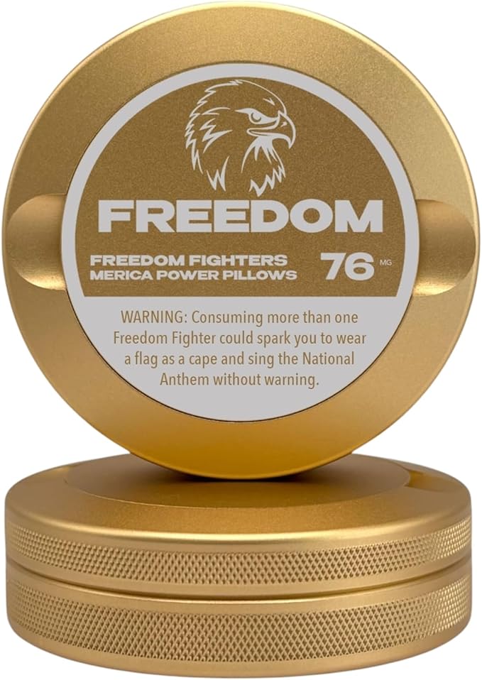 Freedom | Metal Container for Zyn Premium Aluminum Can &amp Rugged Pouch Holder | Extra Capacity Knurled Grip &amp Used Pouch Storage | EDC (Champagne Gold)