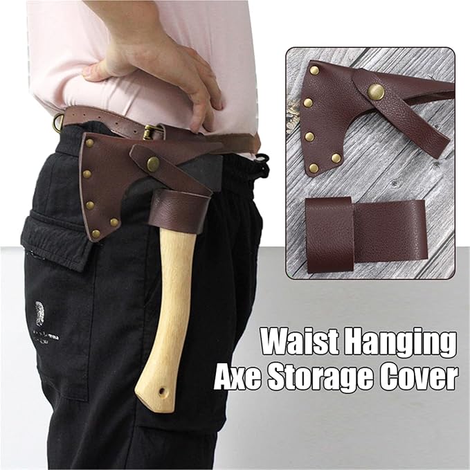 PU Leather Axe Cover Waist Hanging Outdoor Axe Cover Camping Accessorie Wood Axe Cover Field Supplies for Outdoor Camping Blade Protection