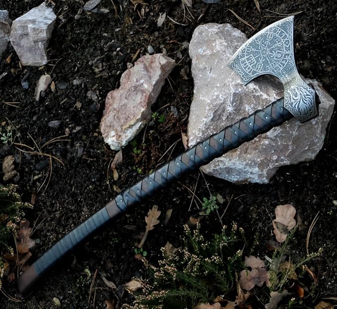 SHINY CRAFTS® Handmade Viking Axe Hatchet Norse Axe- 40 Long Two-Handed Berserker Hatchet Forged Axe - Bearded Axe - with Sheath (SCA-12)