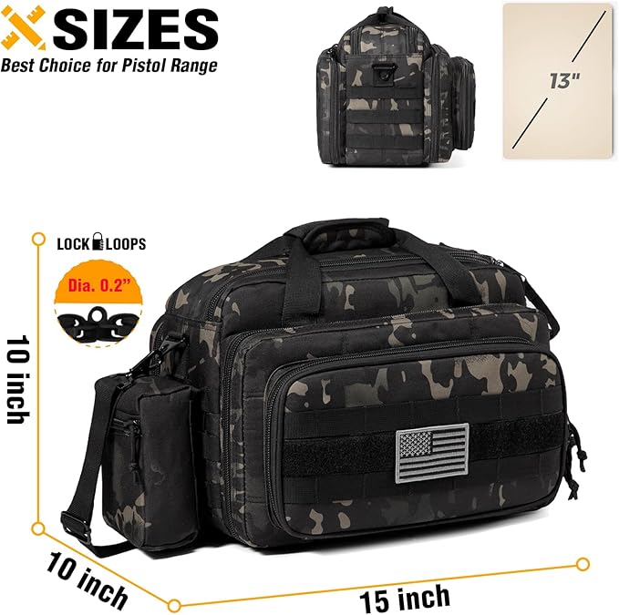 Tactical Range Bag Middle Size Large Shoulder Pack (Charcoal Camo)