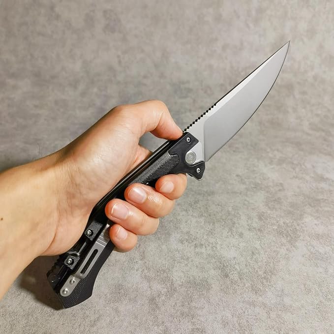 10 Inches Tactical Folding Knife - Multi-Functional Survival Knife for Camping Hunting Fishing Hiking | Outdoor &amp Emergency Preparedness Tool (GRAY)