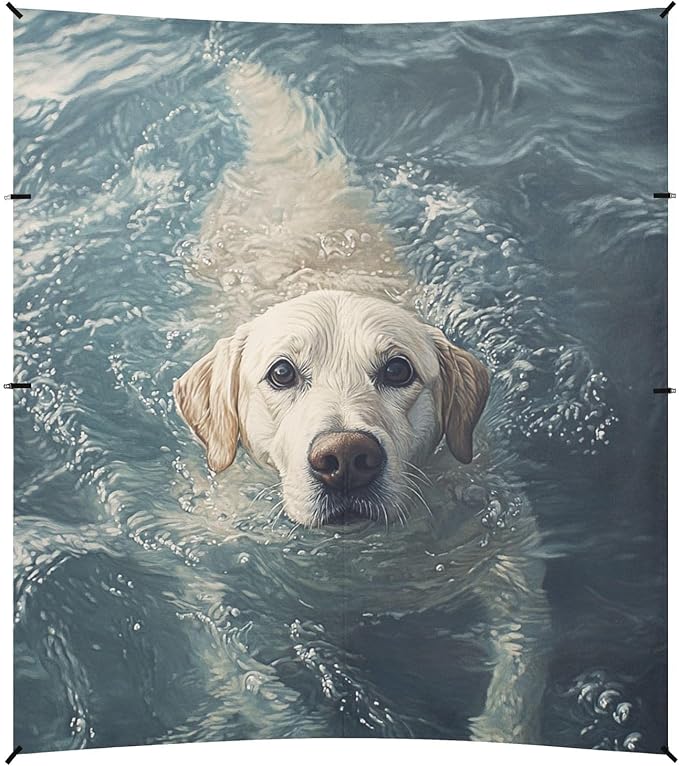 ALAZA Labrador Cute Dog Swims in The Sea Beach Tent Sun Shelter Portable Canopy Sunshade for Outdoor Camping Picnics Backyard Fun 10x9 ft