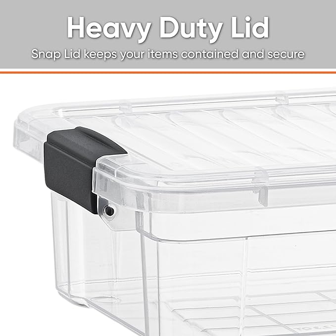 Superio Small Storage Bins with Lids - Clear Boxes for Organizing Stackable Plastic Containers - BPA Free Non-Toxic Odor Free Organizer for Home Office Dorm(8 Pack 11 Qt)