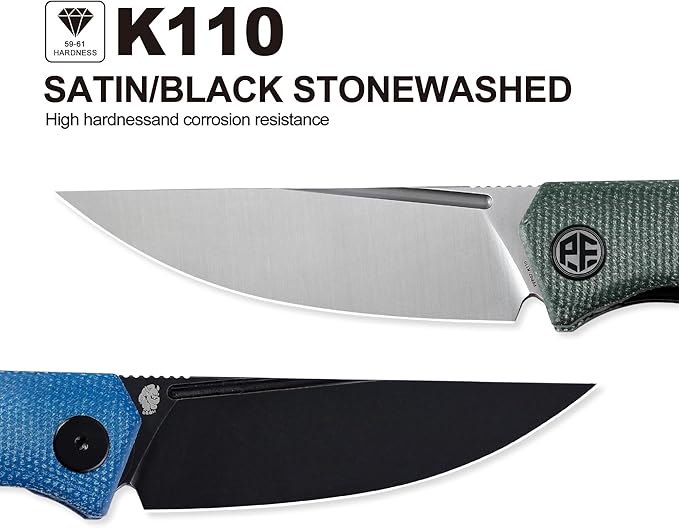 Petrified fish Pocket Knife PFP07 Viking 3.62 K110 Black Stonewashed Blade 4.23oz G10 Handle Front Flipper Liner lock Folding knife (Black G10 &amp Black Stonewashed)