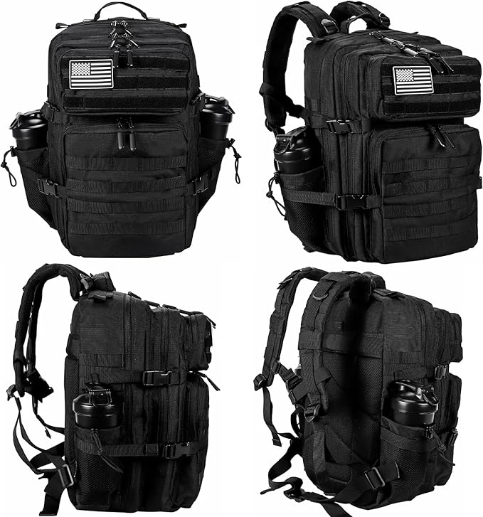 35L Hiking Tactical Backpack for Women Training Gym Fitness Bag Outdoor Camping Backpacks Travel Waterproof (Black)
