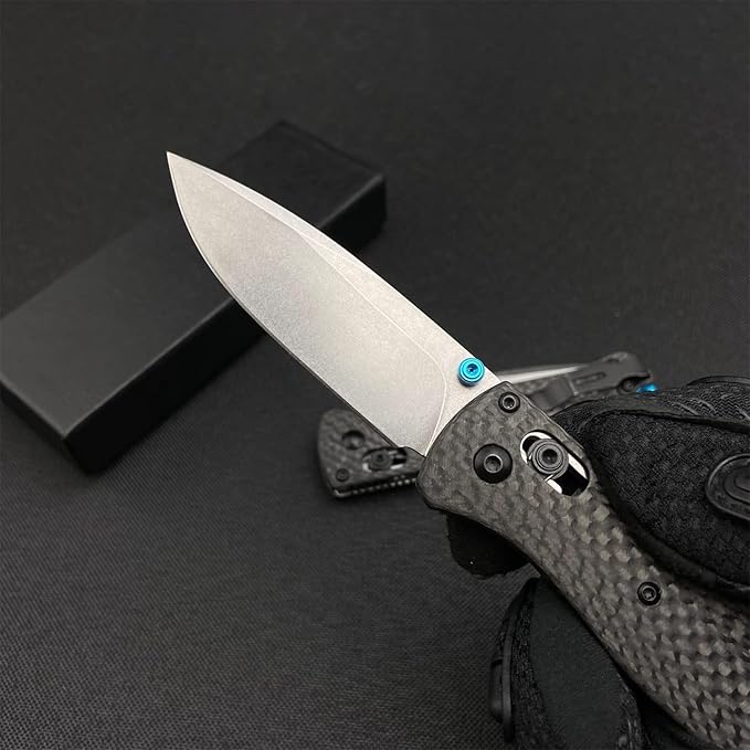 HUAAO EDC Knife with 8Cr13MoV Blade Carbon Fiber Handle Folding Pocket Knife with Belt Clip for Camping