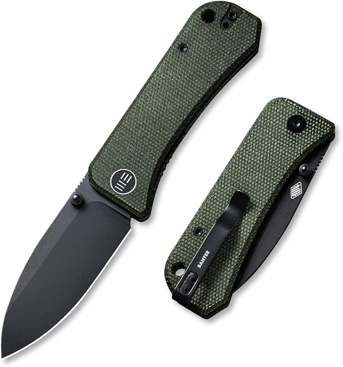 WeKnife Banter Pocket Knife for EDC Ben Petersen Folding Knife with 2.9”S35VN Blade Green Micarta Handle Titanium Thumb Stud Opener 2004J (Green)