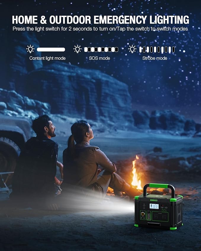 500W Portable Power Station Solar Generator 519Wh (Peak 1000W) Lithium Battery Power Generator with 2 * 110V AC Outlets Mobile Battery Backup Pack for RV Trip Camping Outdoor Adventure Home