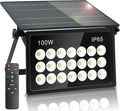 100W Solar Security Lights Solar Flood Lights Solar Lights Outdoor Waterproof Dusk to Dawn Solar Powered Security Lights 6500K Cool White for Porch Patio Yard Garage Garden