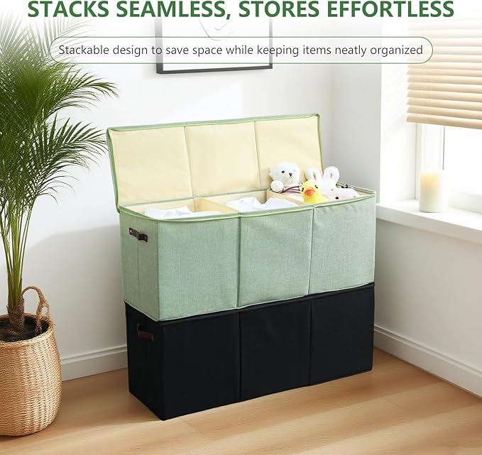 Extra Large Storage Box with Zippered Lid 130L Jumbo Chest Basket Bin Collapsible Lidded Sturdy Organizer with Dividers PU Leather Handles for Clothes Bedding Set Home Closet (Black)