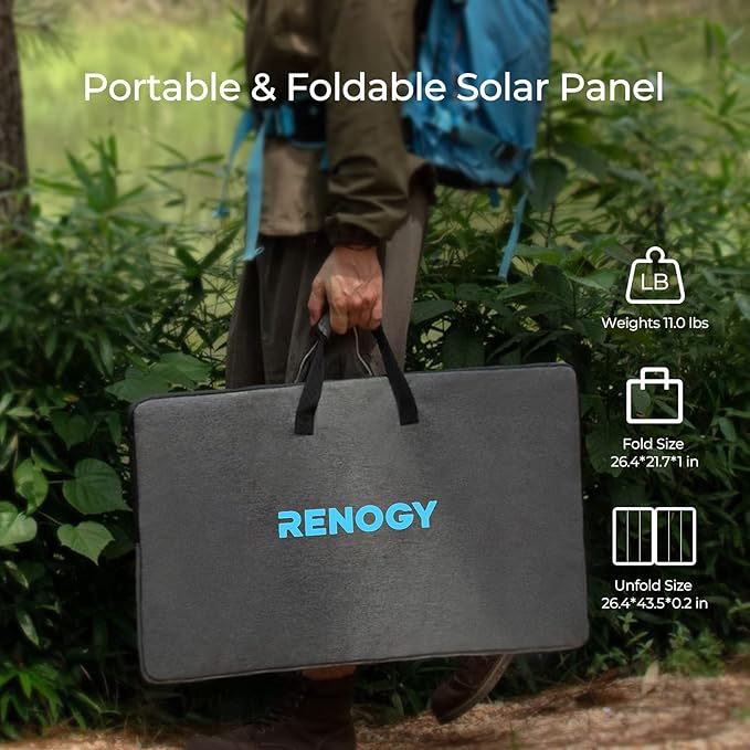 Renogy E Flex 120 Watt Foldable Solar Panel with Adjustable Kickstand and Integrated Carry Handles for Road Trip Camping RV and Fishing