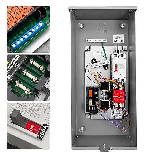 200 Amp Automatic Transfer Switch w/Power Management Replacement for Generac RXSW200A3 Single Phase Transfer Switch NEMA 3R 8-24KW Outdoor Rated Aluminum Enclosure for Indoor and Outdoor Use