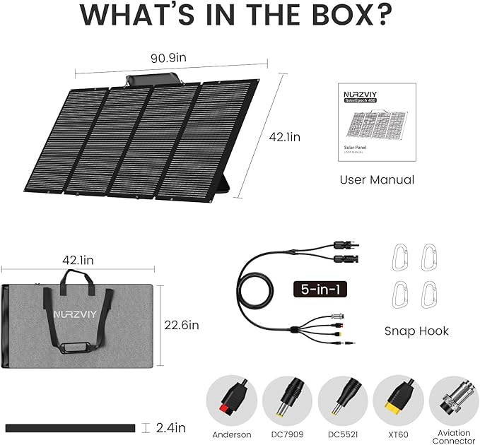 400W Portable Solar Panel for Camping &amp RV Durable Foldable Waterproof with Adjustable Stand Case – Perfect for Off-Grid Adventures