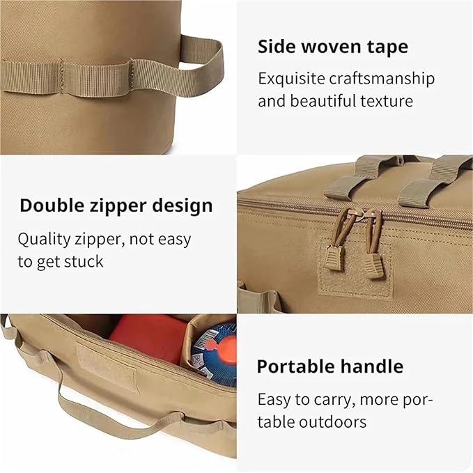 Outdoor Camping Storage Bag Basket Gas Stove Canister Pot Carry Bag Sack Picnic Bag Cookware Utensils Organizer