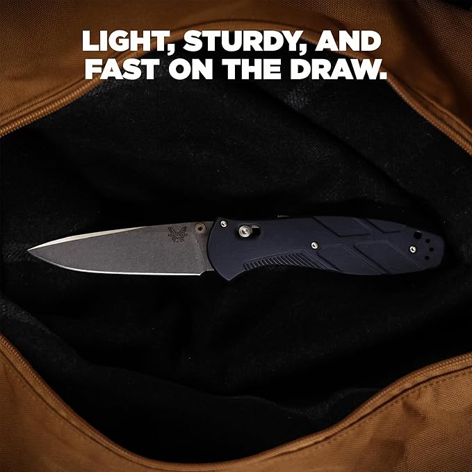 Benchmade - Barrage Tactical Every Day Knife Plain Edge Drop-Point Blade Blue Canyon Richlite Handle (581-03)