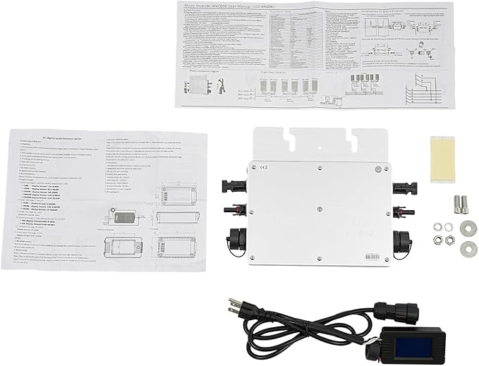Solar Power Inverter 800W Solar Powered Inverter with LCD Display 22-50VDC 120V (90-140VAC) &amp 230V (170-260VAC) for Commercial Areas Power Plants and Schools (Silver)