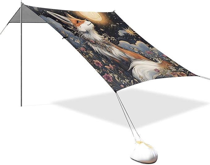 ALAZA A Beautiful Fox Beach Tent Sun Shelter Portable Canopy Sunshade for Outdoor Camping Picnics Backyard Fun 10x9 ft