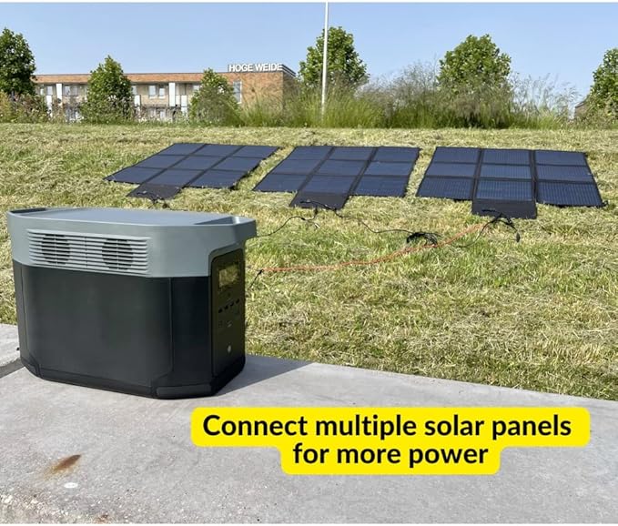 LENSUNSOLAR 200W 12V Portable Solar Panel Blanket with Standard Connectors for Solar Generator Power Station Lightweight Ultra-Thin only 5.2 kgs/11.4 lbs