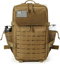 25L/45L Tactical Backpack for Women/men School Bag Gym Rucksack with Dual Cup Holder Bags for Womens Hiking Backpacks(45L Khaki)