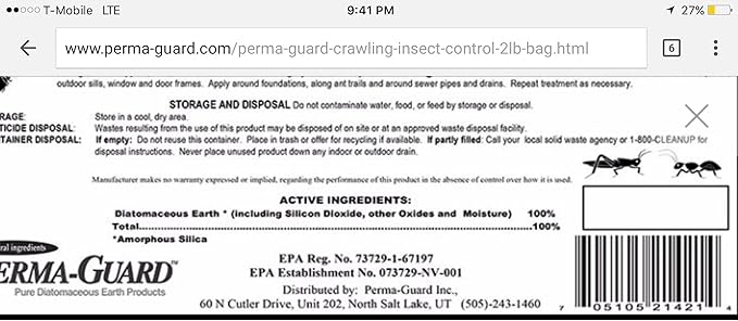 Perma Guard Crawling Insect Control Diatomaceous Earth Powder / 2 Pound Bag