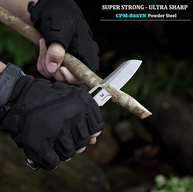 Camping Folding Knife - S35VN Powder Steel G10 Handle Comfortable Grip - Great for Cutting Hunting Hiking Survival Father’s Day Gifts for Men Husband Dad. Include Sheath &amp Screwdriver