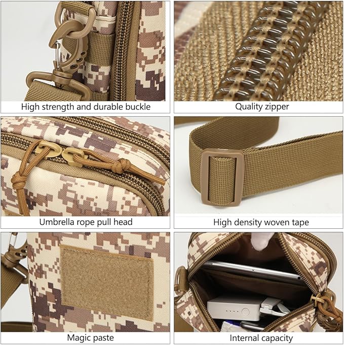 Small Canvas Messenger Bag Classic Vintage Shoulder Bag Small Tactical Bag Crossbody Casual Pack Daypack (CP)