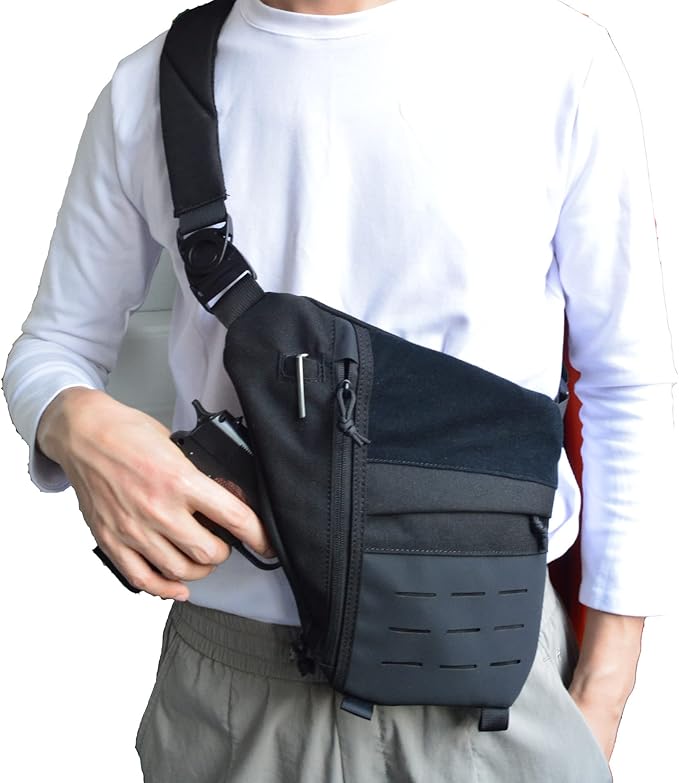 Concealed Carry Sling Bag for Men Chest Holster Bag of Pistols Anti-Thief Crossbody Daypack Personal Pocket Sling Pack
