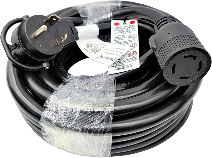 Parkworld 885446 NEMA TT-30P to L14-30R Adapter Cord RV 30A TT-30 Male Plug with Handle to Generator 30A 4-Prong L14-30 Female Receptacle (25 Foot)