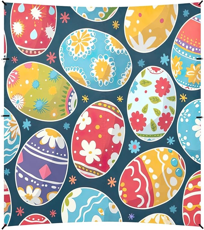 Easter Eggs with Flowers Beach Tent Sun Shelter Set UPF50+ UV Protection 10.5 x 9.19 FT Camping Shade Canopy with Sandbags Sand Anchors Carrying Bag and Others