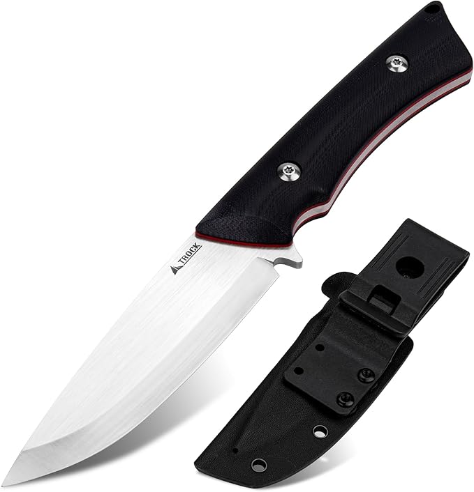 Fixed Blade Knife 3.94” Drop Point 9cr18mov Blade Camping Hunting Hiking Knife for Men Women G10 Handle with Sheath and Clip Outdoor Daily Use EDC