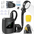 Portable Camping Shower 2400mAh Rechargeable Outdoor Shower Pump with LED Battery Indicator 4 Spray Modes IPX8 Waterproof Portable Shower for Camping Hiking Travel Car Washing &amp Pet Bathing