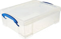 Really Useful Box 8.1 Liter Plastic Stackable Storage Container with Snap Lid &amp Built-in Clip Lock Handles for Home or Office Organization Clear