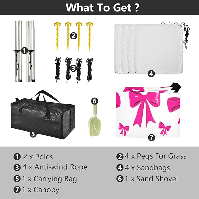 xigua Bow Tie Beach Tent Sun Shelter with Carrying Bag - Silver Coated Oxford Fabric Beach Canopy for Beach Camping Fishing - Includes Windproof Ropes Sandbags &amp Stakes
