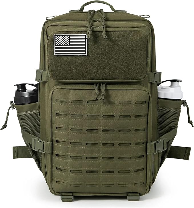 25L/45L Tactical Backpack for Women/men School Bag Gym Rucksack with Dual Cup Holder Bags for Womens Hiking Backpacks(45L Green)