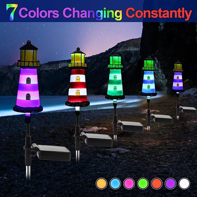 Solar Powered Waterproof Garden Lights 4 Pack – Lighthouse Design for Outdoor Garden Lighting Backyard Decorations &amp DIY Backyard Patio Must-Have for Patio Lovers