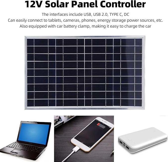 100 Watts Solar Panel Kit 12V Solar Battery Charger RV Boats Battery Marine Home Outdoor Off Grid System for Car RV Boat Marine Trailer Automotive