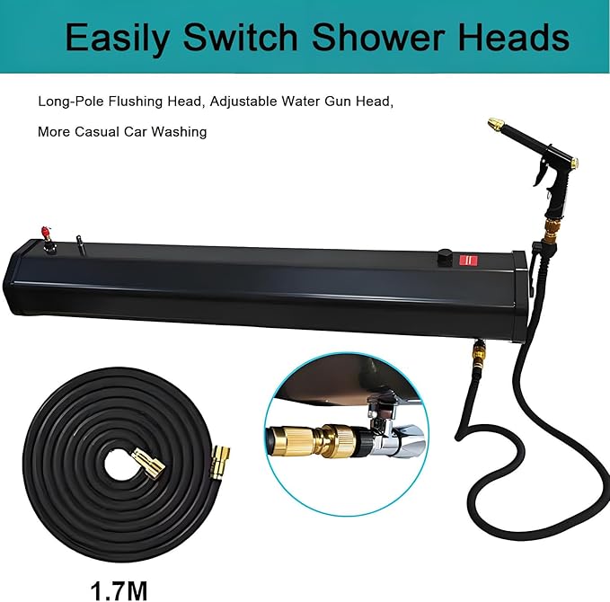 Pressurized Water Tank 4.5/7.9 Gallon Portable Aluminum Camping Shower with Spray Hose for Overland Off-Road Vehicles Trucks RV Camping Beach Cleaning 18L