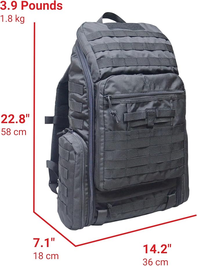 DERBY Tactical Medical Backpack 32L – EMT EMS Trauma Jump Bag with 3 Clear Pouches &amp Ampoule Organizer – Cordura 500D MOLLE First Responder Pack (Empty) – Made in Ukraine Black