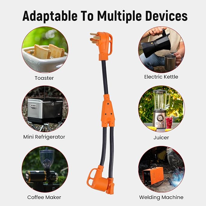maXpeedingrods RV Y Adapter Power Cord NEMA 14-50P to TT-30R &amp 5-15R Y-Adapter 50 Amp to 30Amp &amp 15Amp RV Power Splitter Cord for RV Trailer Household Appliances