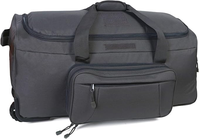 Military Wheeled Deployment Bag Large Tactical Heavy Duty Duffel Bag for Camping Hiking (Grey)