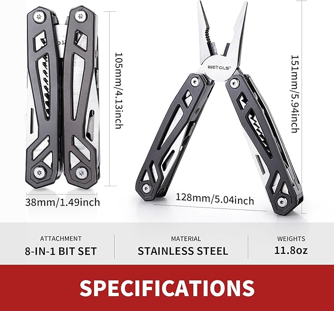 Father‘s Day Gifts for Men Dad Him WETOLS 21-in-1 Multitools with Pocket Knife Stainless Steel Self-locking Pliers with 8 Screwdriver Bits Multi Tool Survival Gear EDC Knife with Pouch for Outdoor