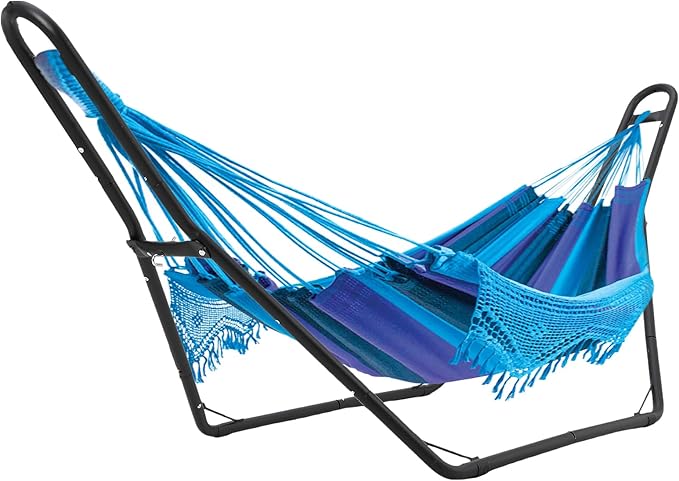 Hammock Stand Heavy-Duty Portable Hammock Stand Only 550-Pound Capacity Camping Stand Fits 9.5-14 Foot Hammocks Powder-Coated Steel Frame Universal Double for Outdoor Indoor Use Black