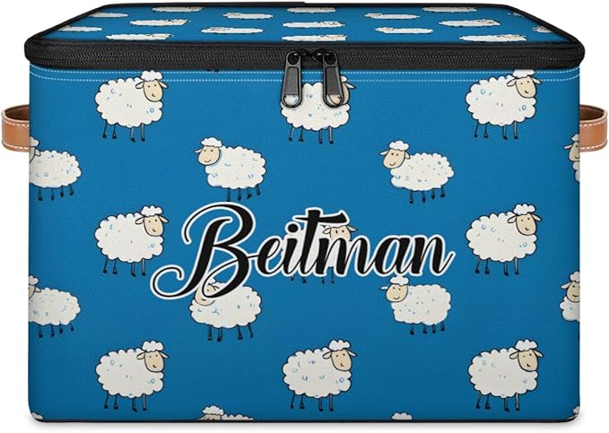 Storage-Bins with Lids Handle Customized Stackable-Storage-Bin for Kids-Boys-Girls-Toys Cube Collapsibl Basket Animal Sheep